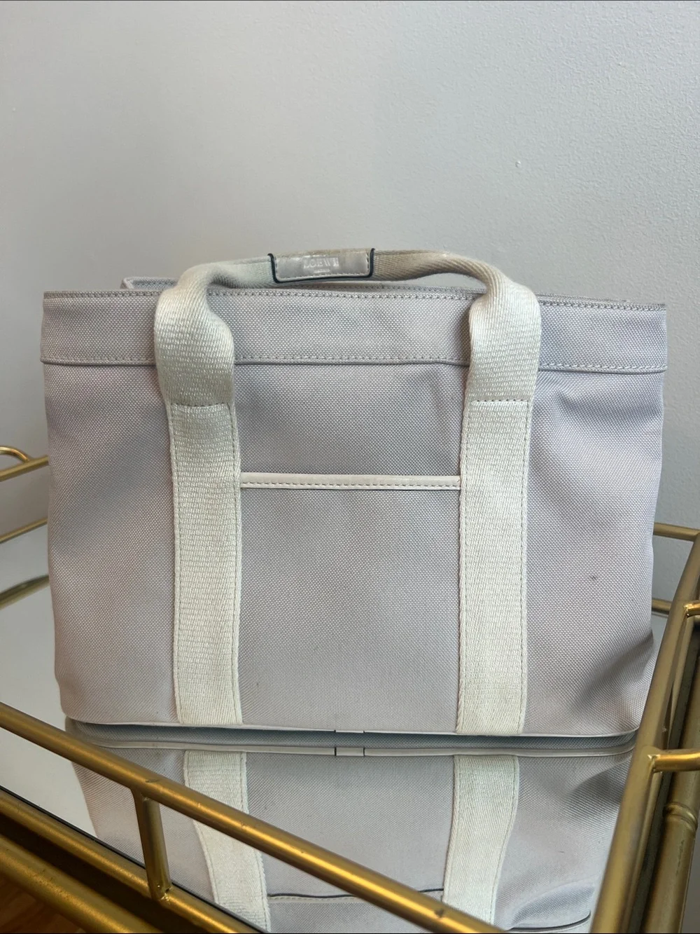 Loewe Canvas Logo Patch with Plum Monogram Interior Lining